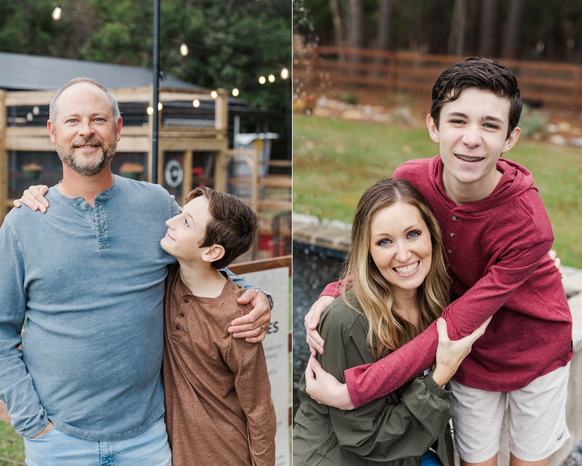 Family photo featuring neutral outfits that blend with natural greenery on a farm in Eastern NC