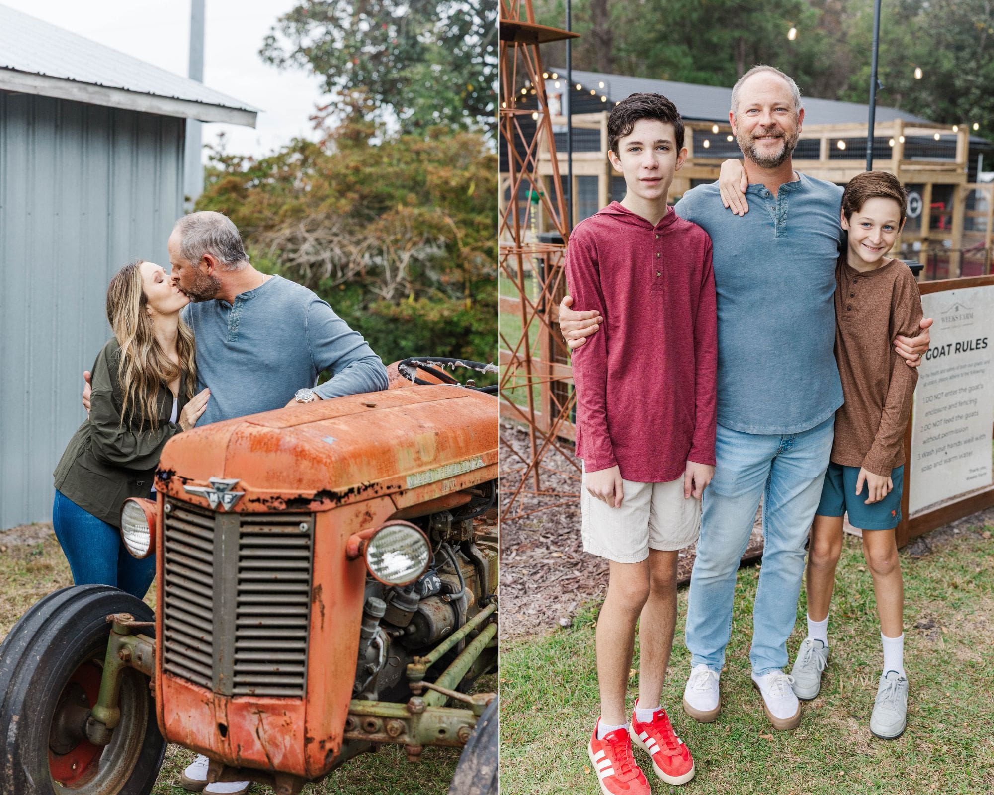 family portRAIT near a tractor
