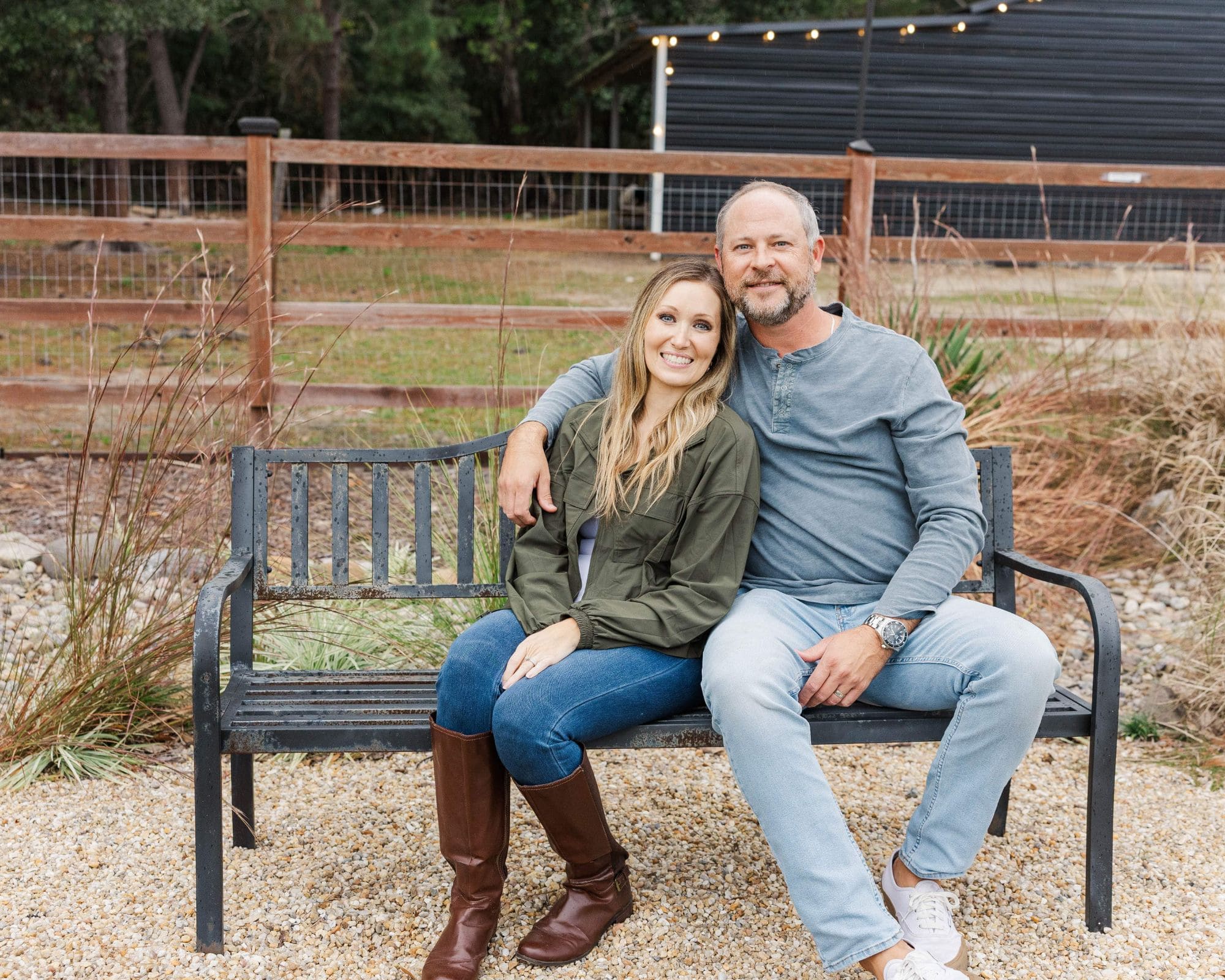 Mom and dad sitting together for their annual family portrait session