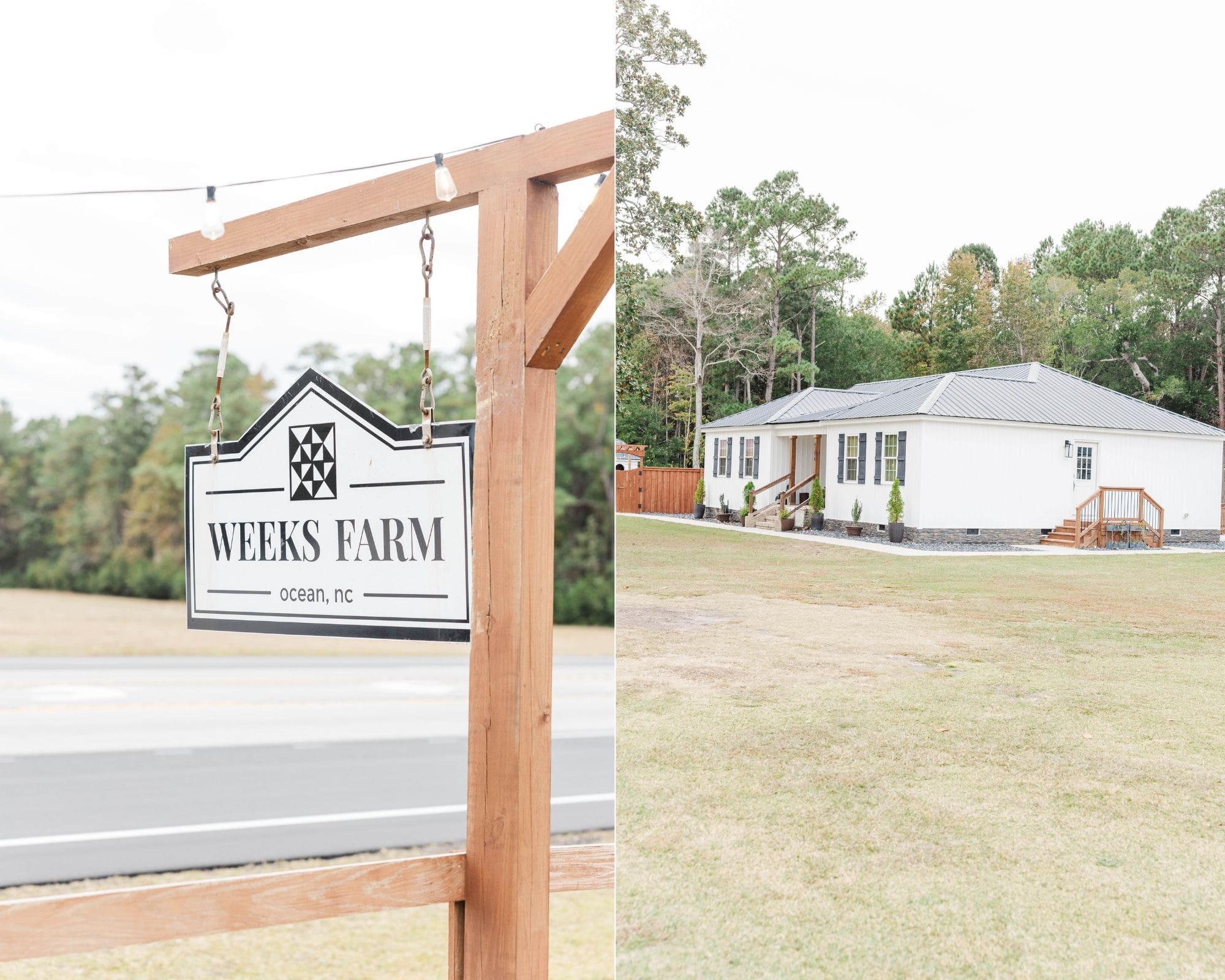 weeks farm sign at the road and the house on the property 